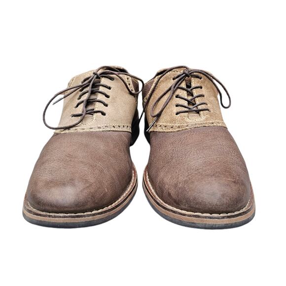 Two Tone Oxford Cole Haan Williams Size 9 Brown Leather Tan Suede Men's Dress - Picture 3 of 14